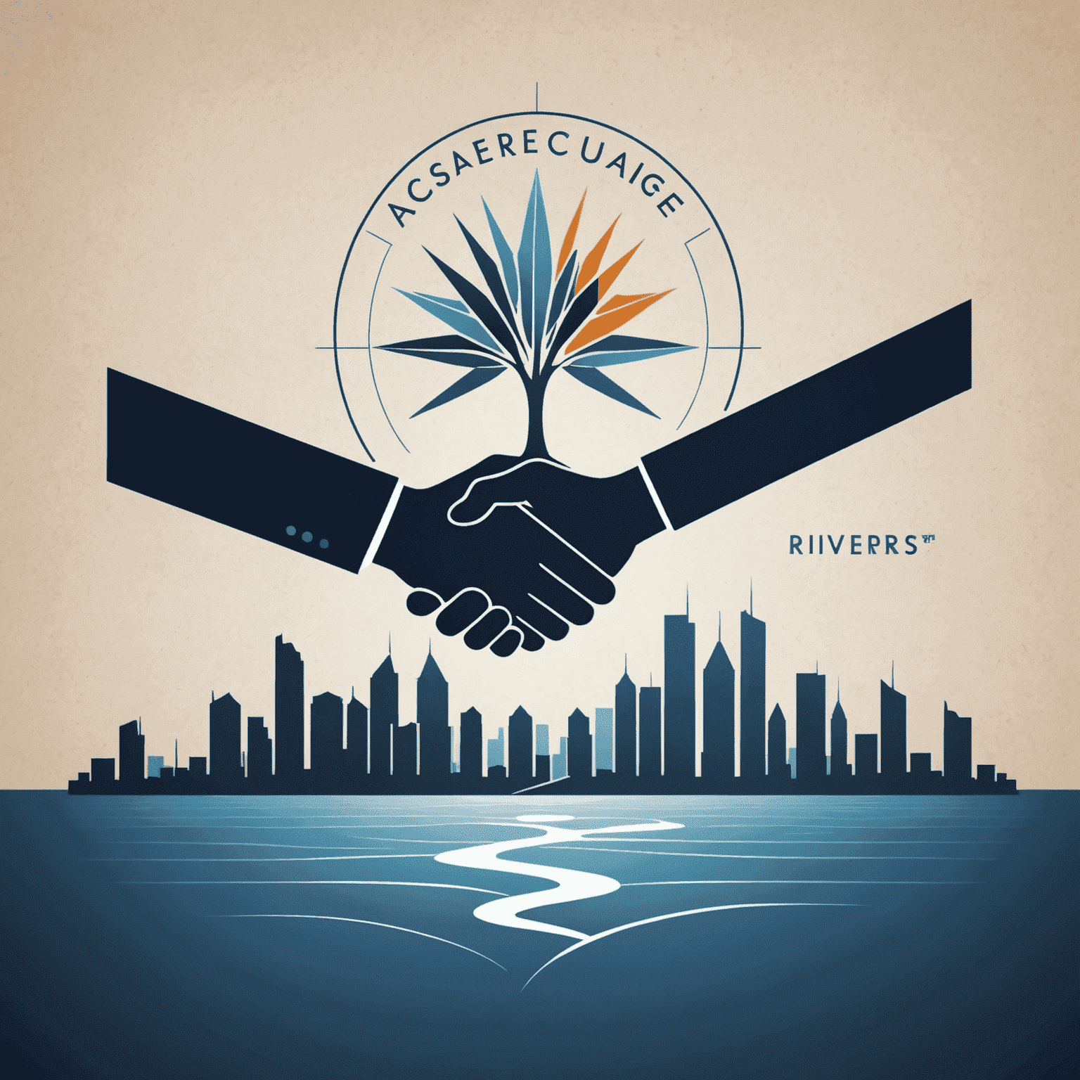 A dynamic image representing business growth with ascending graphs, handshake silhouettes, and the 3rivers logo prominently displayed. The image conveys a sense of progress and collaboration in a sleek, modern style.