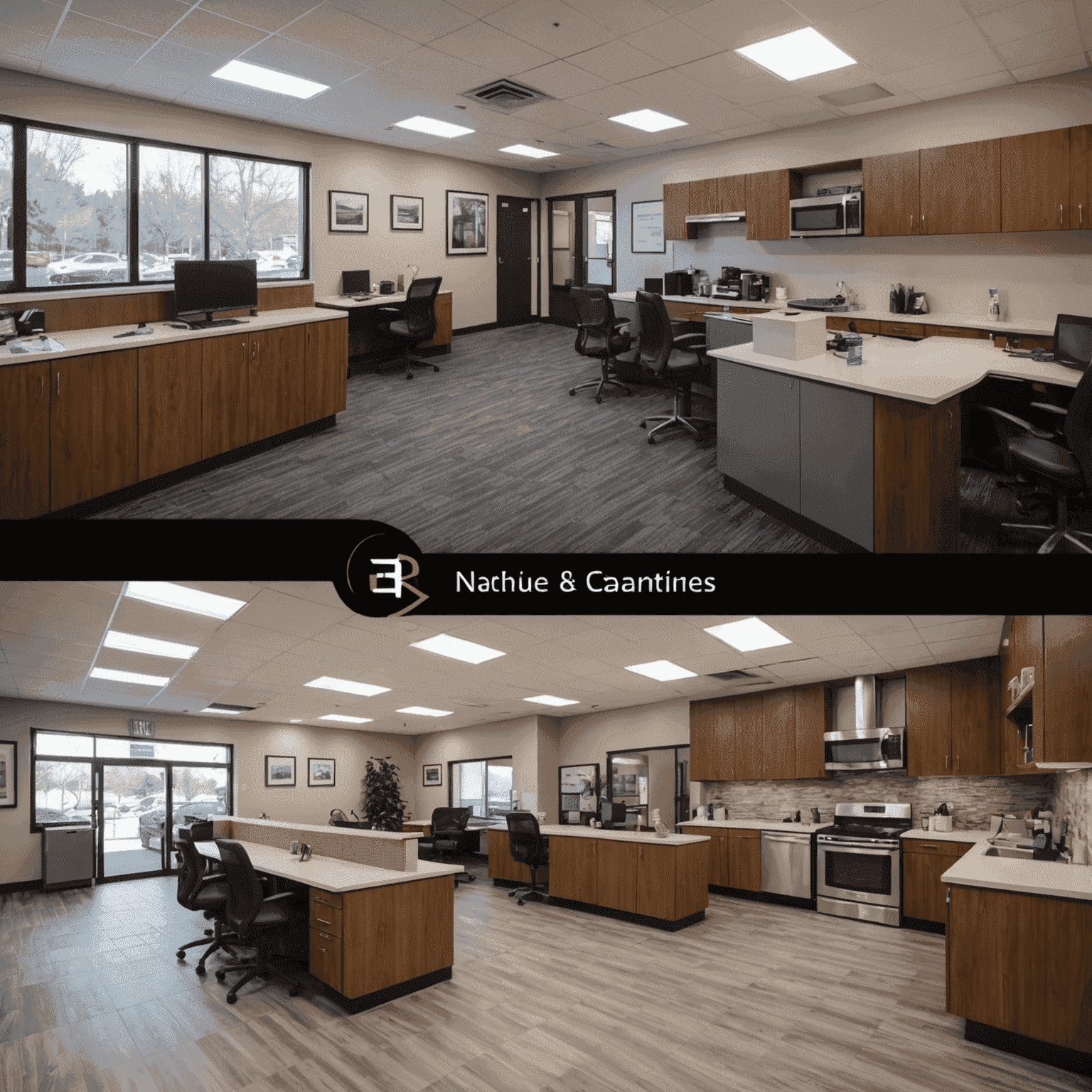 Before and after images of a local business transformed by 3Rivers Service consulting, showing modern improvements and increased customer flow